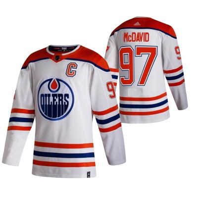 Edmonton Oilers #97 Connor McDavid White Men's Adidas 2020-21 Reverse Retro Alternate NHL Jersey Men's